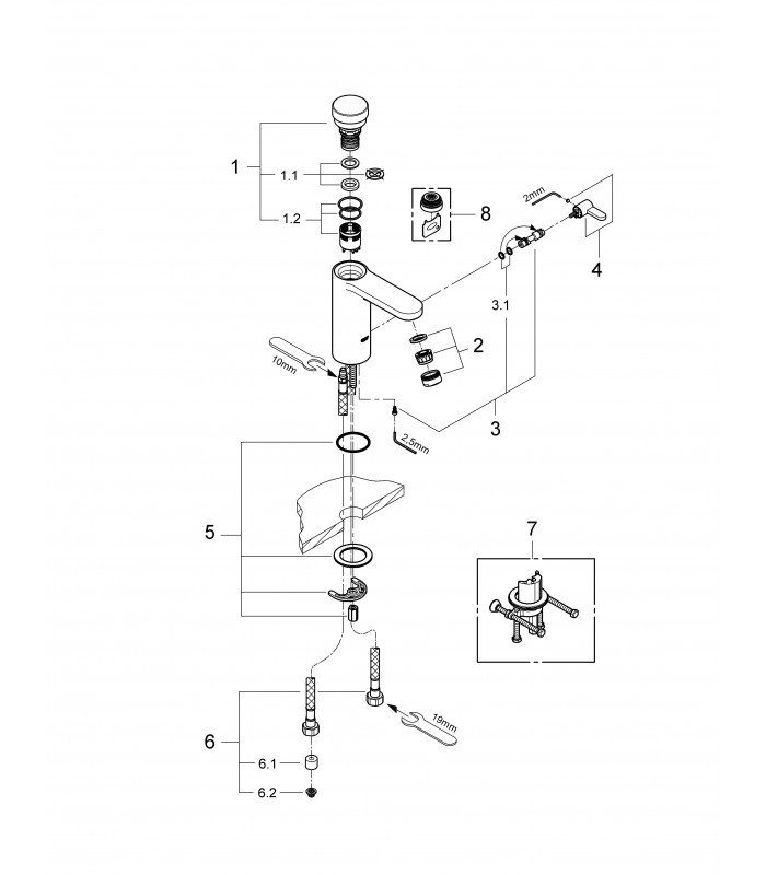 Compra online Peças de reposição profissionais e profissionais Torneira de lavatório com controle de tempo Grohe Eurosmart CT en oferta al mejor precio