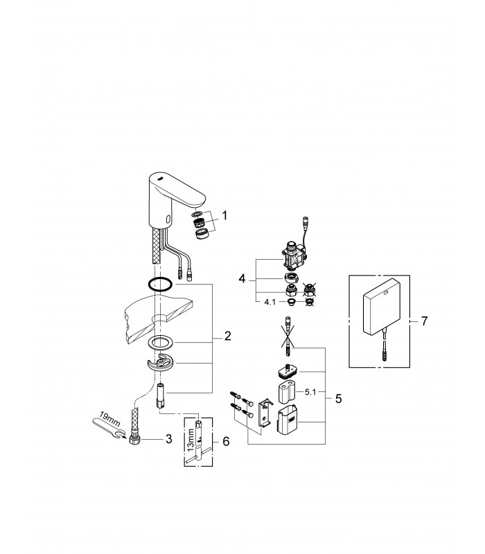 Compra online Grifo de lavabo Infrarrojo electrónico Grohe Euroeco Cosmopolitan E 36271000 en oferta al mejor precio