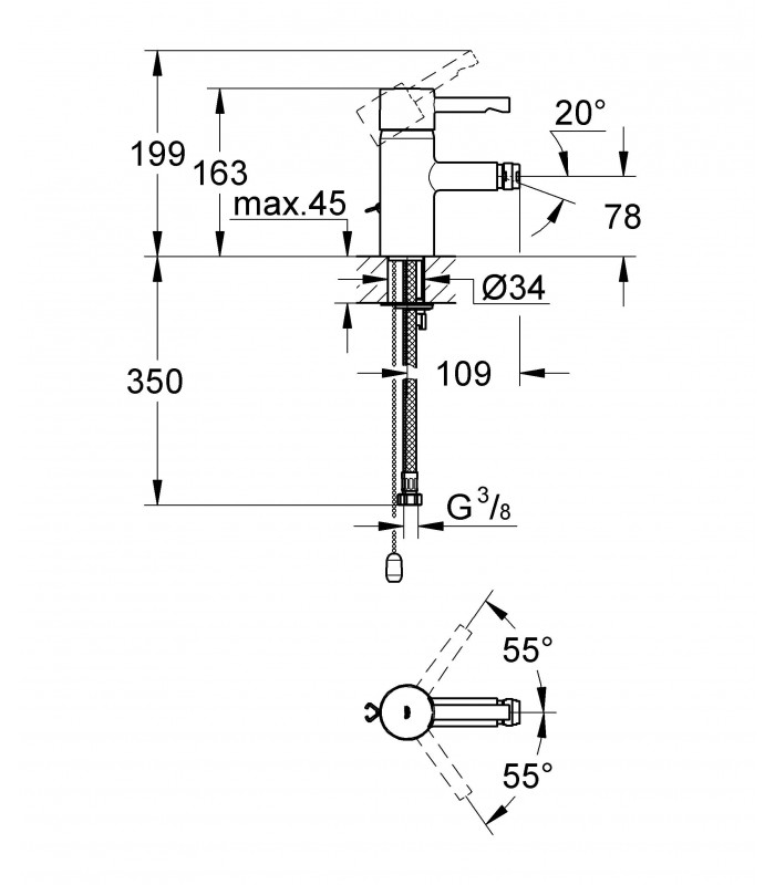 Compra online Grifería para baño Grohe Essence Mon. Bide 35mm cadenilla S en oferta al mejor precio