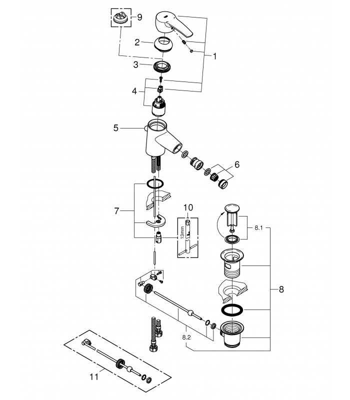 Compra online Torneira de banheiro Grohe Eurostyle Monom. Bidé 35mm desperdício S en oferta al mejor precio