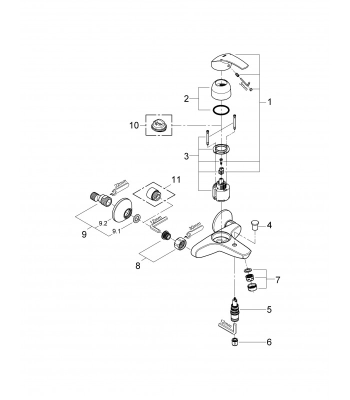 Compra online Torneira monocomando para banheira e chuveiro Grohe Eurosmart exposta en oferta al mejor precio