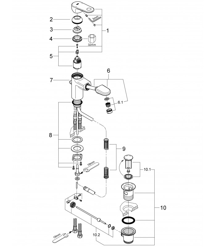 Compra online Grifería para baño Grohe Europlus lav 35mm c/extraible vaciador S en oferta al mejor precio