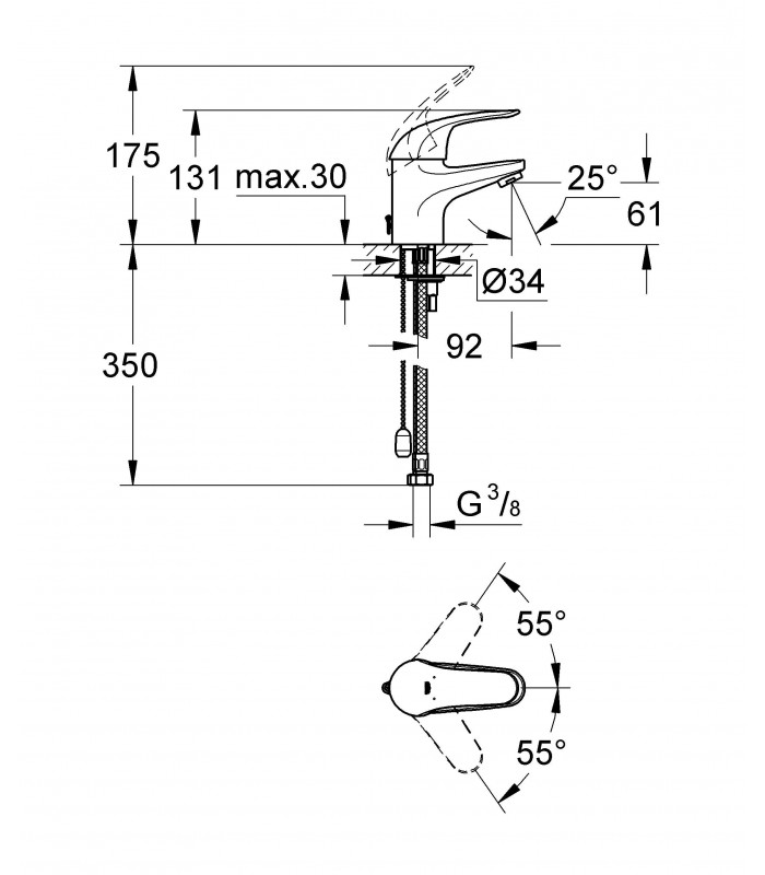 Compra online Misturadora monocomando para lavatório Grohe Euroeco 1/2" Tamanho S (Ref. 32881000) en oferta al mejor precio