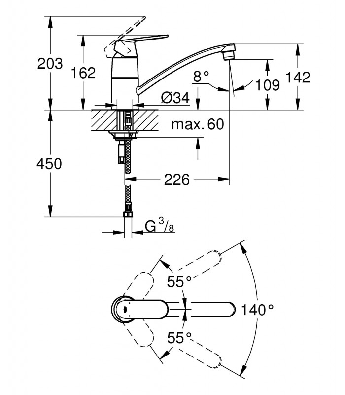 Compra online Misturadora de lavatório GROHE Eurosmart Cosmopolitan (32842000) en oferta al mejor precio