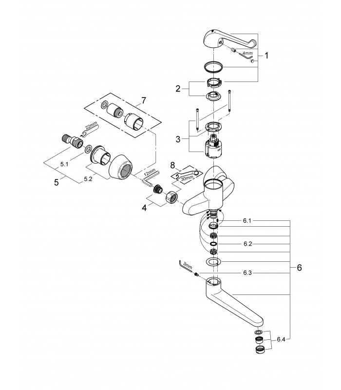 Compra online Recambios Profesionalfesionales y piezas Grohe Euroeco special lavabo mural caño largo en oferta al mejor precio