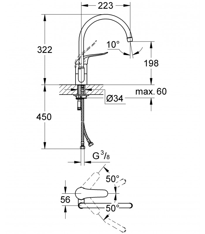 Compra online Grifo de cocina Grohe Euroeco mononmando fregadero en oferta al mejor precio