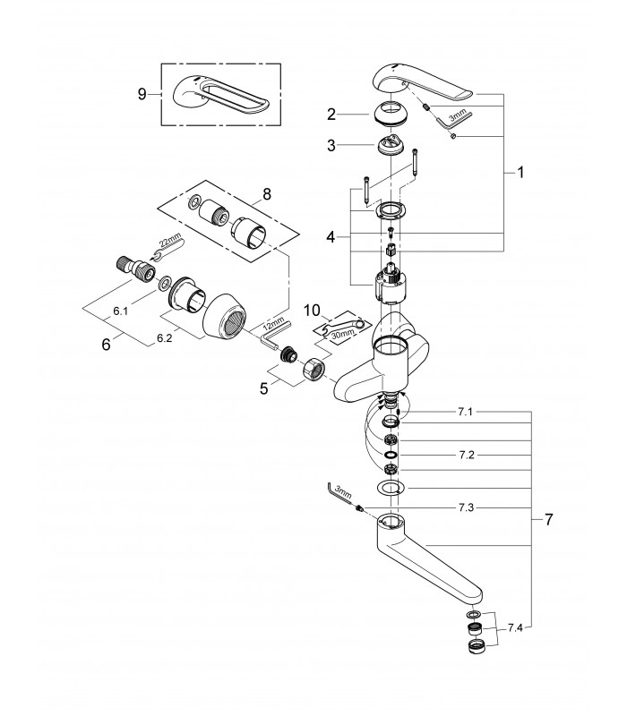 Compra online Misturadora monocomando para lavatório de parede Grohe Euroeco Special (32773000) en oferta al mejor precio