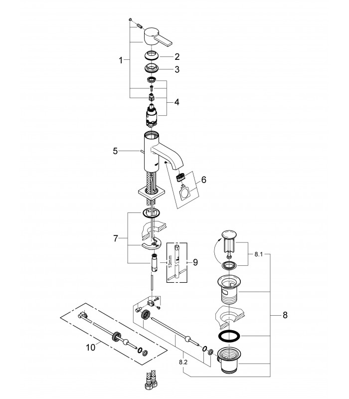 Compra online Torneira de banheiro Grohe Allure Monom Lavatory 28mm Bica baixa Dreno M en oferta al mejor precio