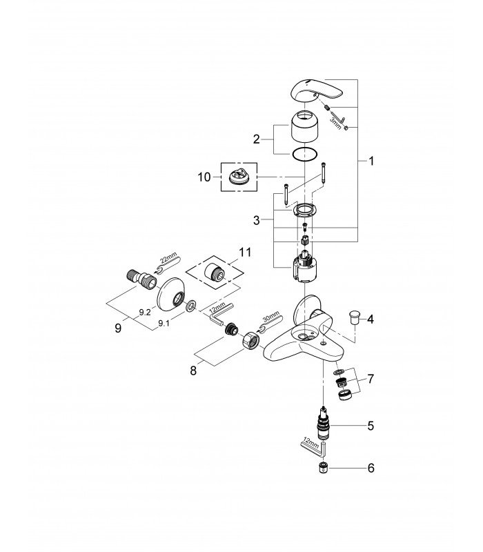 Compra online Grohe Euroeco - Torneira para banheira e chuveiro de 1/2" (Ref. 32743000) en oferta al mejor precio