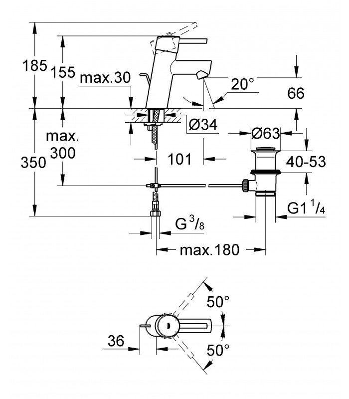 Compra online Misturadora de lavatório GROHE Concetto 1/2" (32204001) en oferta al mejor precio