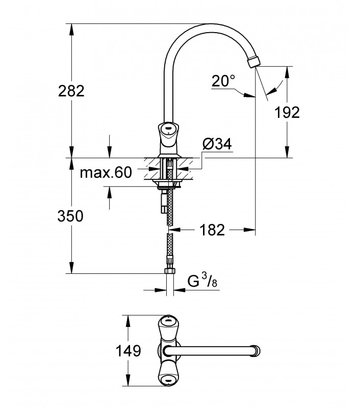 Compra online Torneira misturadora de cozinha Grohe Costa S Monoblock bancada cozinha en oferta al mejor precio