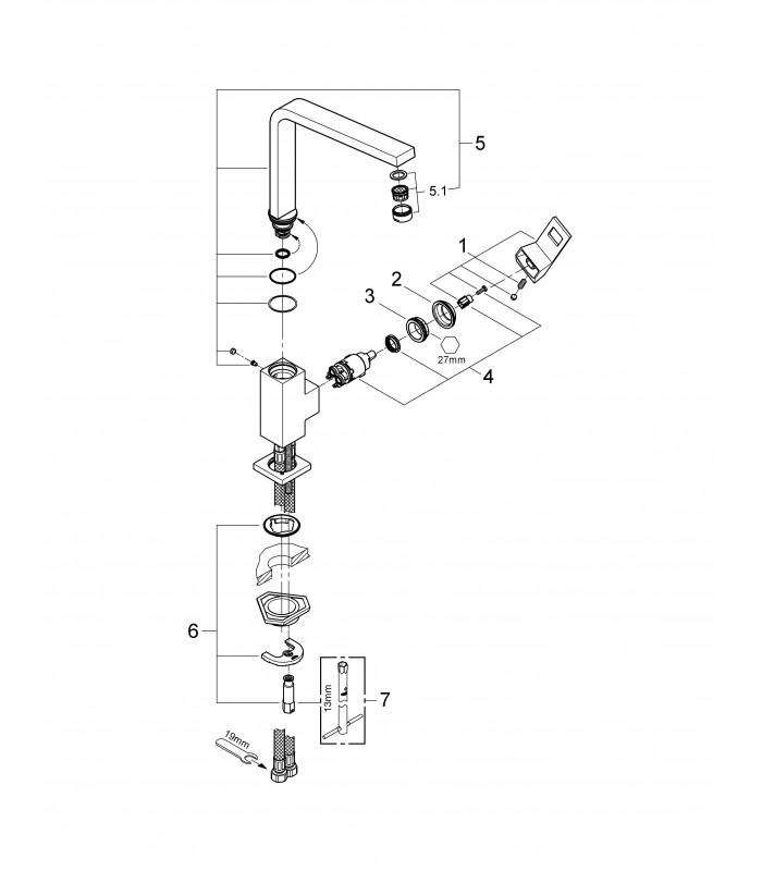 Compra online Grifo de cocina Grohe Eurocube monom. fregadero caño giratorio en oferta al mejor precio