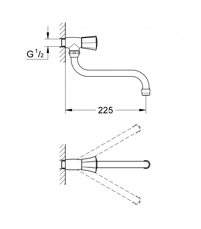 Compra online Torneira de pia de parede Grohe Costa L Monoblock com bica giratória (30484001) en oferta al mejor precio
