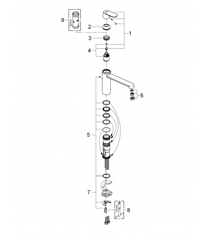 Compra online Grifo de cocina Grohe Eurosmart Cosmopolitan fregadero media altura (30193000) en oferta al mejor precio
