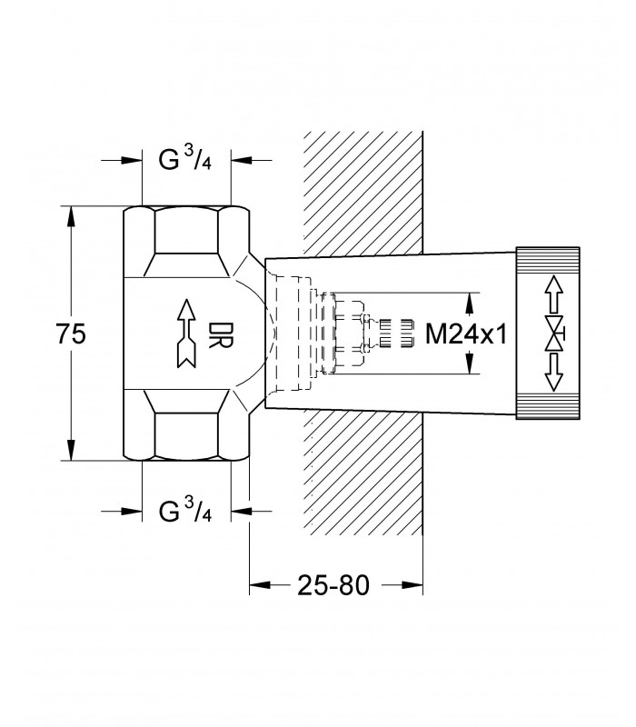Compra online Mecanismo y sistema empotrado Grohe Cuerpo Llave 3/4" en oferta al mejor precio