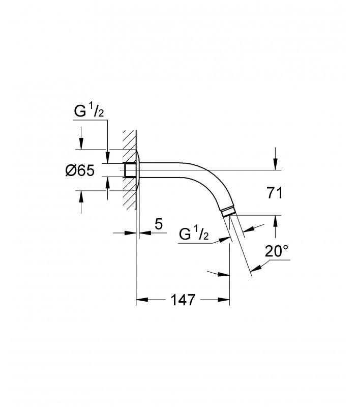 Compra online Sistema de chuveiro Grohe Braço de chuveiro 147 mm en oferta al mejor precio