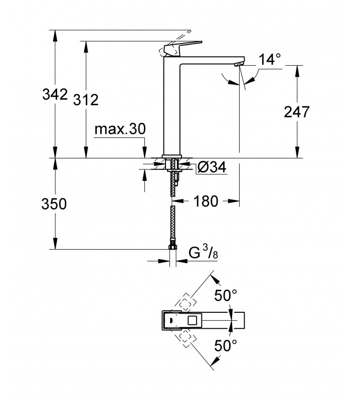 Compra online Grifo lavabo Grohe Eurocube Ecojoy 180mm XL (23406000) en oferta al mejor precio