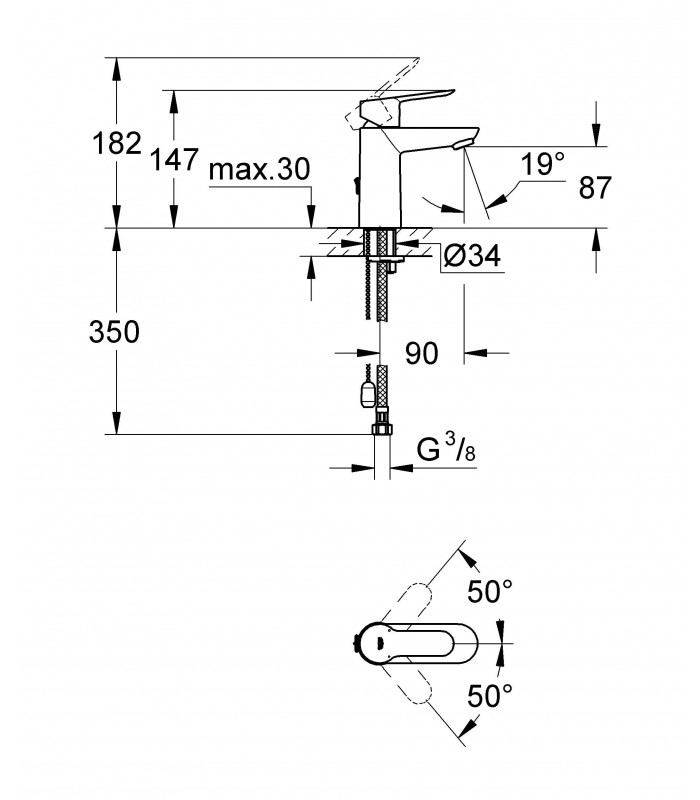 Compra online Misturador para lavatório GROHE BauEdge 1/2" (23329000) en oferta al mejor precio