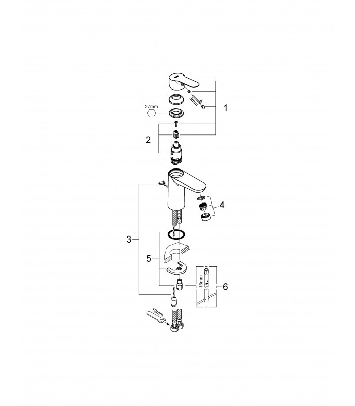 Compra online Misturador para lavatório GROHE BauEdge 1/2" (23329000) en oferta al mejor precio