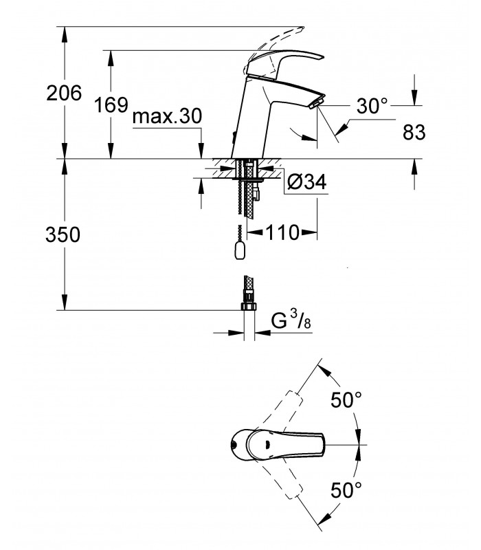 Compra online Torneira para banheiro Grohe Eurosmart seg. lavar corrente ecológica M 28mm en oferta al mejor precio