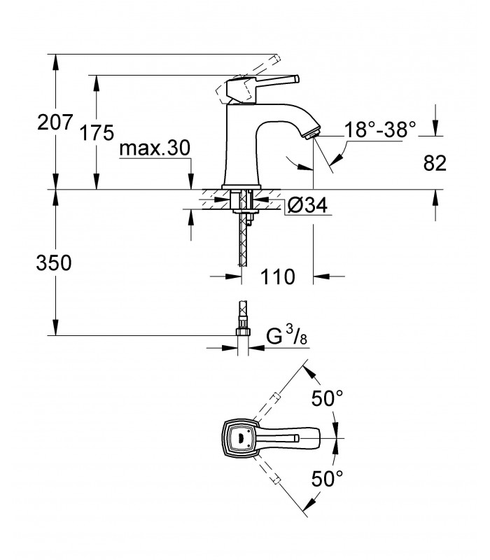 Compra online Grifería para baño Grohe Grandera monom. lavabo 28mm eco c/liso M (23310000) en oferta al mejor precio