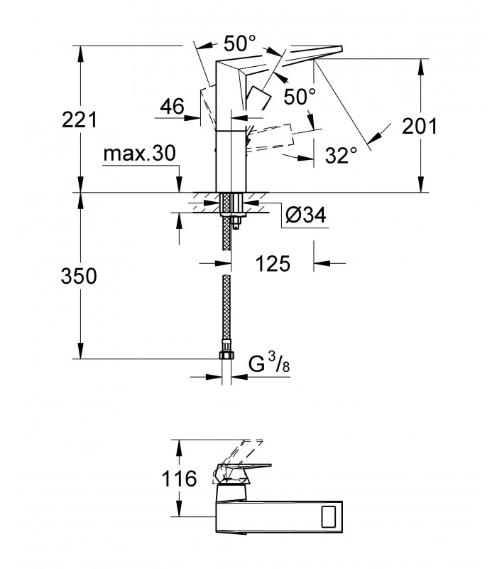 Compra online Misturador monocomando para lavatório Grohe Allure Brilliant 1/2", tamanho L (23112000) en oferta al mejor precio