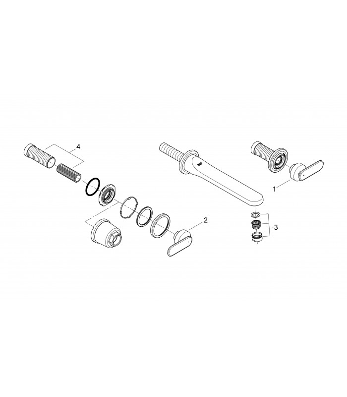 Compra online Torneira de banheiro Grohe Veris, misturador de pia de parede, bico de 200 mm, M (20195000) en oferta al mejor precio