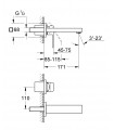 Grifería para baño Grohe EUROCUBE MONOM. LAV MURAL CAÑO 171MM S