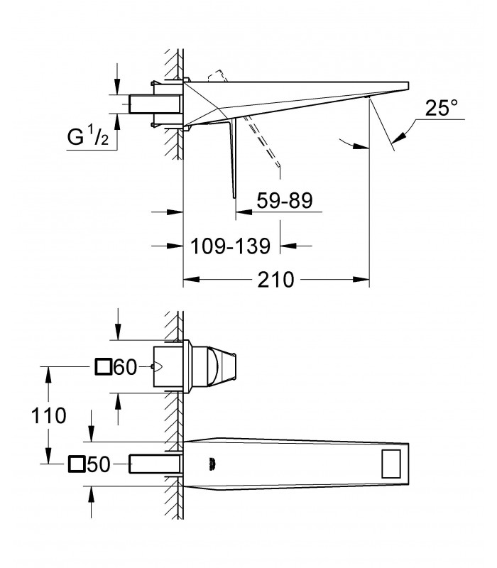 Compra online Torneira misturadora de encastrar Grohe da gama ALLURE BRILLANT com BICA 220M tamanho M (19783000) en oferta al mejor precio