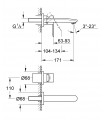 Grifería para baño Grohe Eurostyle C Mono. Lav mural caño 171mm S