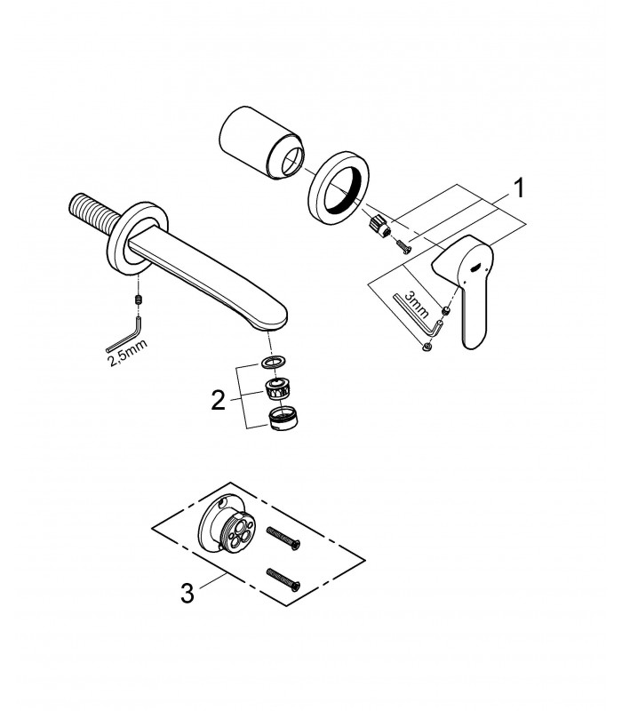 Compra online Grifería para baño Grohe Eurostyle C Mono. Lav mural caño 171mm S en oferta al mejor precio