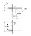 Torneira de banheiro Grohe Lineare monom. Bica de lavatório de parede 153mm S (19409000)