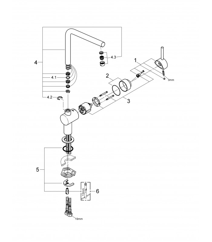 Compra online Torneira misturadora de cozinha Grohe Minta monocomando para pia 1/2" L-spout mate en oferta al mejor precio