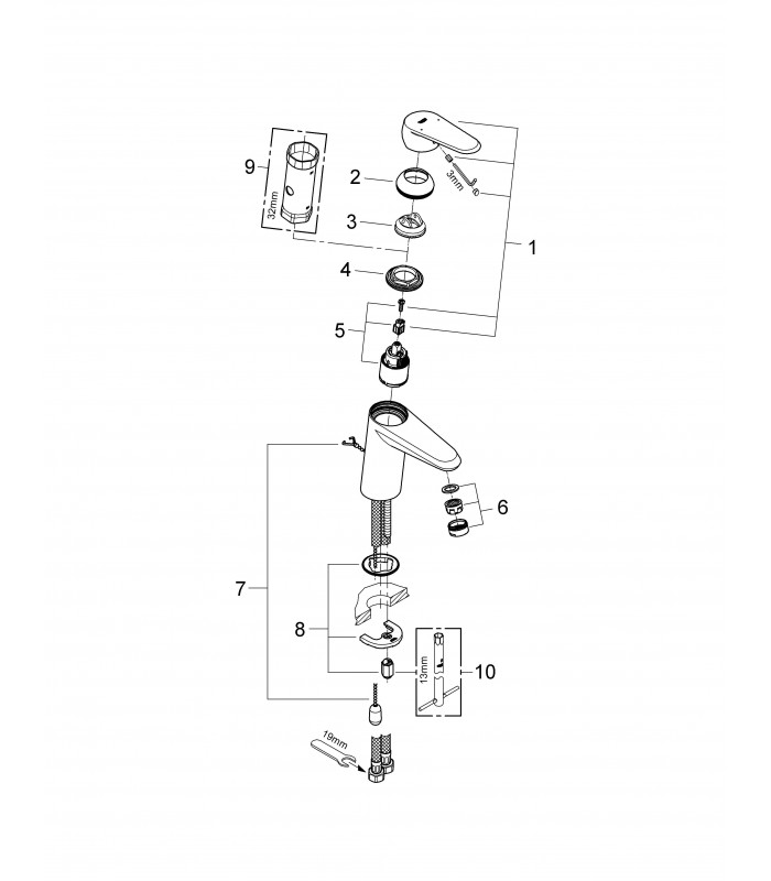 Compra online Grifería para baño Grohe Eurodisclavabo 35mm Eco cadenilla S en oferta al mejor precio