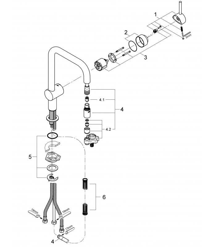 Compra online Torneira de cozinha Grohe Minta monocomando para pia bico em U extra fosco en oferta al mejor precio