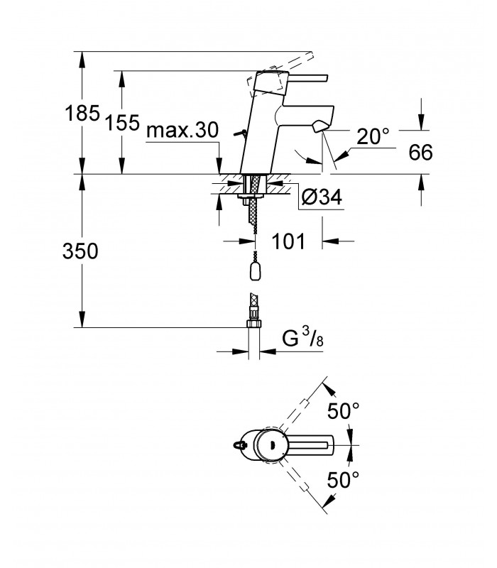 Compra online Torneira de banheiro Grohe Concettolavabo 28mm corrente S en oferta al mejor precio