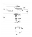 Torneira de banheiro Grohe Eurosmart Cosmo lavatório 35mm med ES caden S