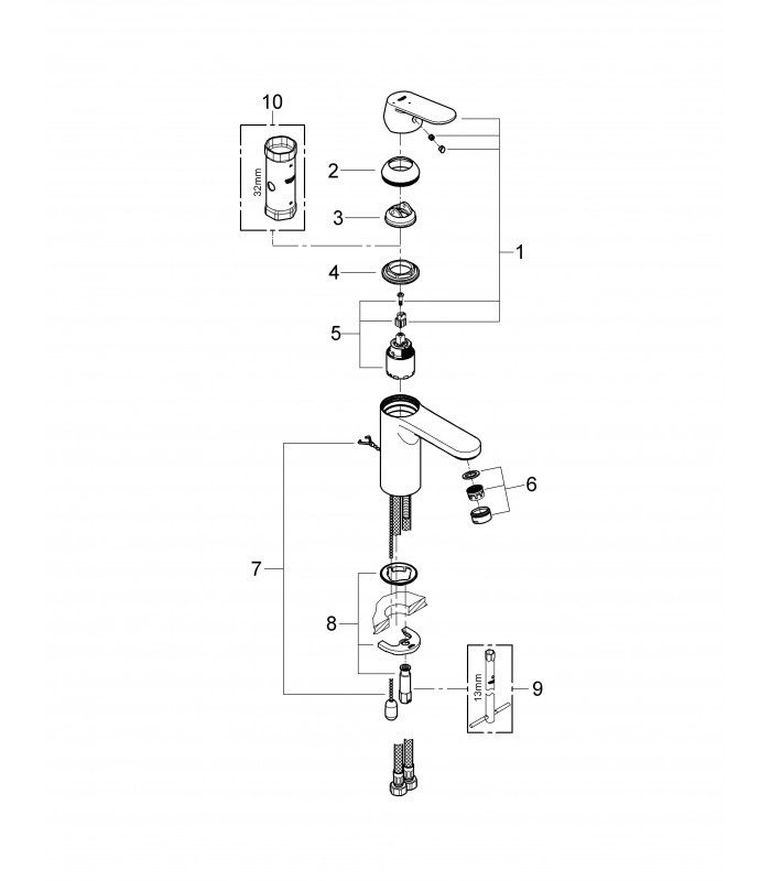 Compra online Torneira de banheiro Grohe Eurosmart Cosmo lavatório 35mm med ES caden S en oferta al mejor precio