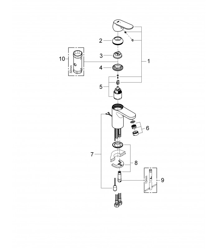 Compra online Torneira de banheiro Grohe Eurosmart Cosmo lavatório 35mm Silk ES caden S en oferta al mejor precio