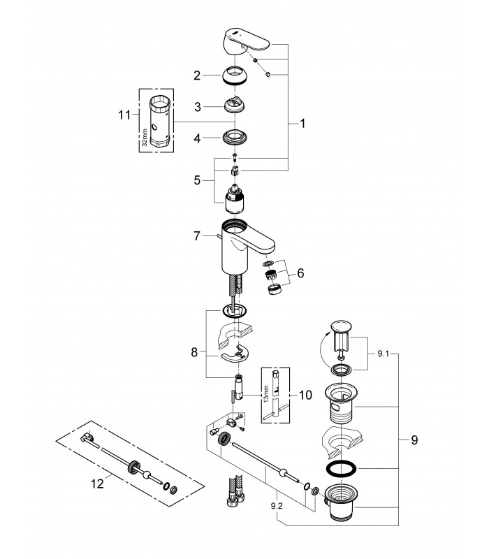 Compra online Grifería para baño Grohe Eurosmart Cosmo lavabo 35mm SilkES vaciad S en oferta al mejor precio