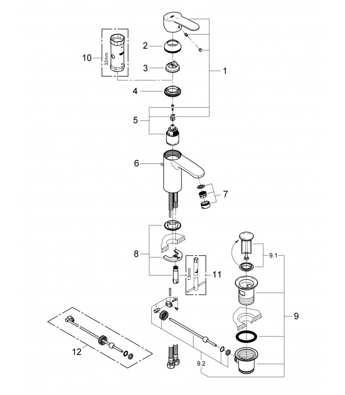 Compra online Misturador monocomando para lavatório Grohe Eurostyle Cosmopolitan de abertura fria 2337420E en oferta al mejor precio