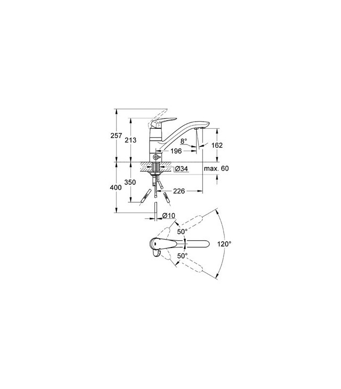 Compra online Torneira misturadora de cozinha GROHE Eurodisc Misturadora monocomando de pia de 1/2" en oferta al mejor precio