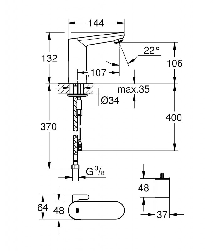 Compra online Recambios Profesionales y piezas Grohe Eurosmart Cosmo E lavabo electrónico (36327001) en oferta al mejor precio