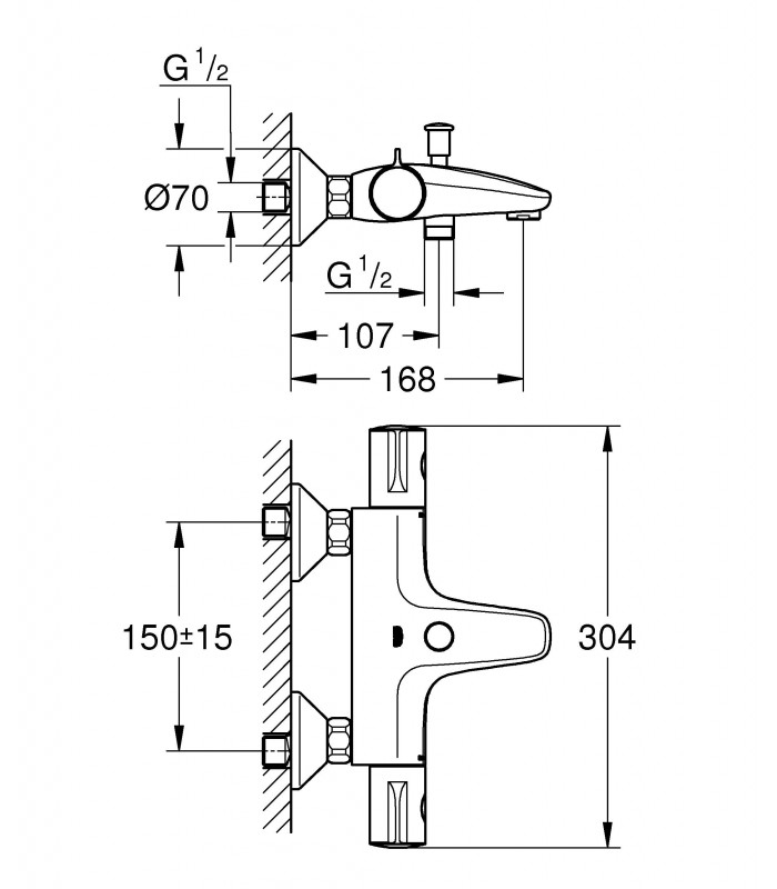 Compra online Grohe Grohtherm 800 - Termostato para banheira e chuveiro, controle de temperatura, desviador automático en oferta al mejor precio