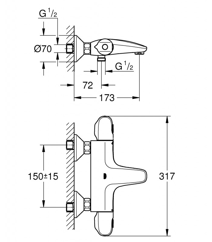 Compra online Termostato Grohe GRT 1000+ termostato baño visto 1/2" en oferta al mejor precio