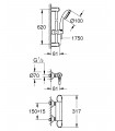 Termostato Grohe G-1000 + NTempesta 2j set barra 60 cm