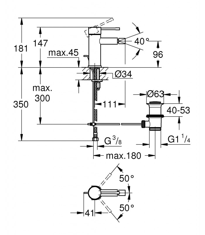 Compra online Misturadora monocomando para bidé Grohe Essence 28mm conjunto de descarga S (32935001) en oferta al mejor precio