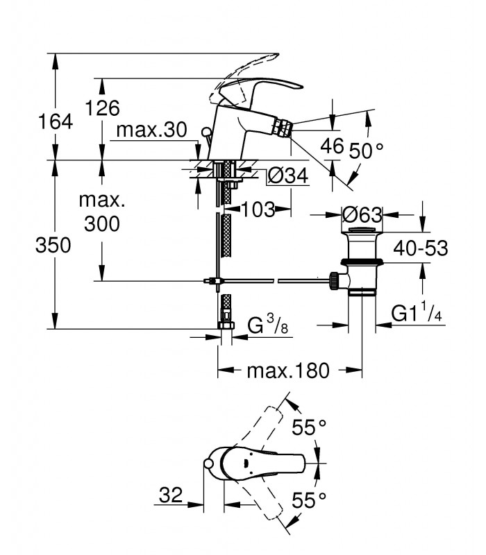 Compra online Misturadora de bidé Grohe Eurosmart com conjunto de resíduos (32929002) en oferta al mejor precio