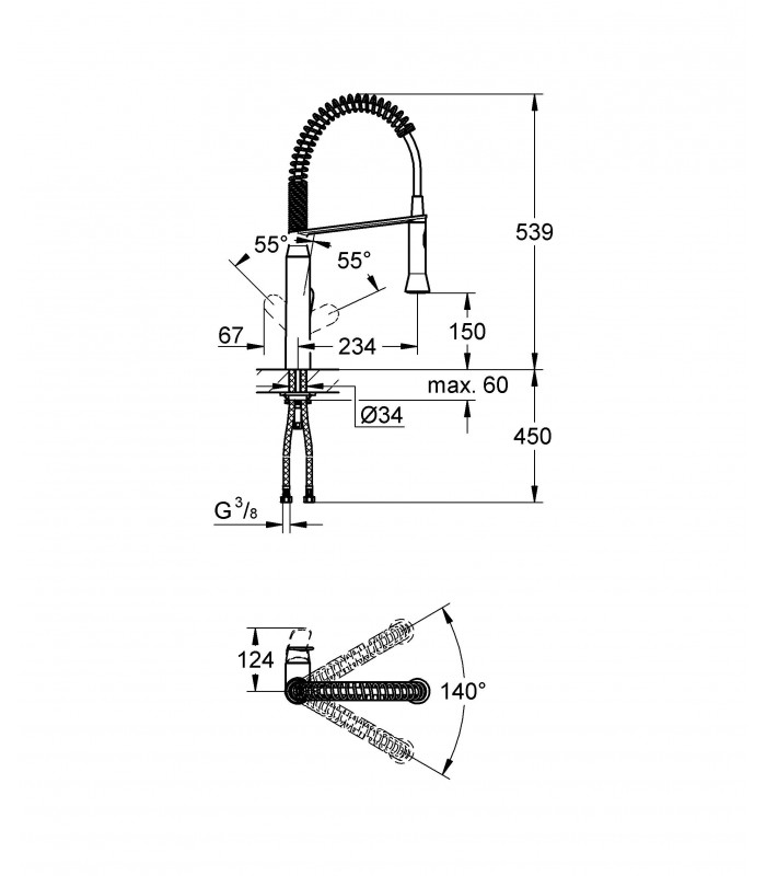 Compra online Grohe K7 - Torneira de cozinha, bica média-alta, cabeça profissional, acabamento Grohe StarLight (Ref. 31379000) en oferta al mejor precio