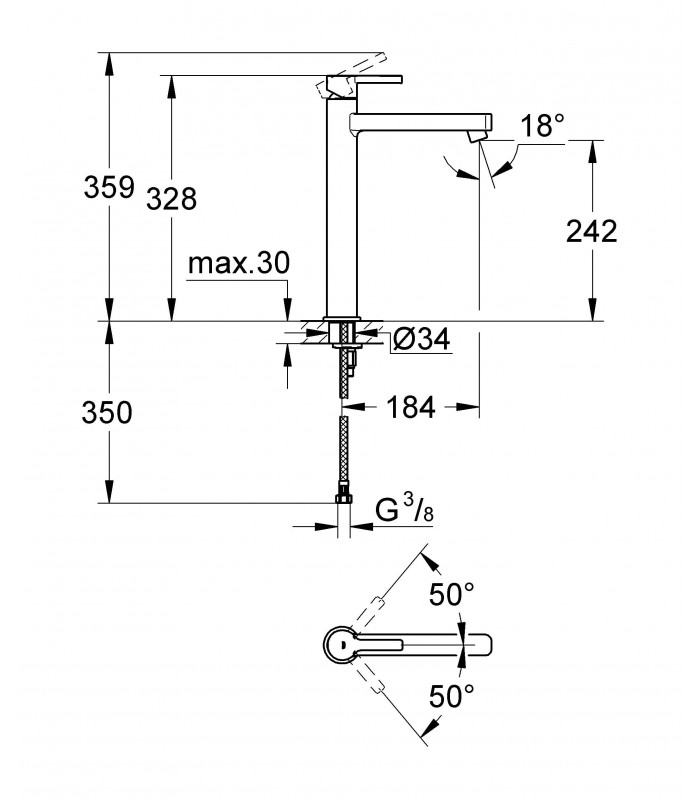 Compra online Torneira monocomando para lavatório Grohe Lineare, cuba Eco de 28 mm com cuba lisa XL en oferta al mejor precio